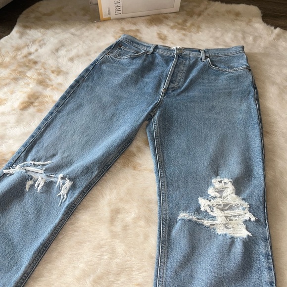 NEW Agolde Riley High-Rise Distressed Straight Leg Crop in Whiplash 31 - Picture 7 of 16